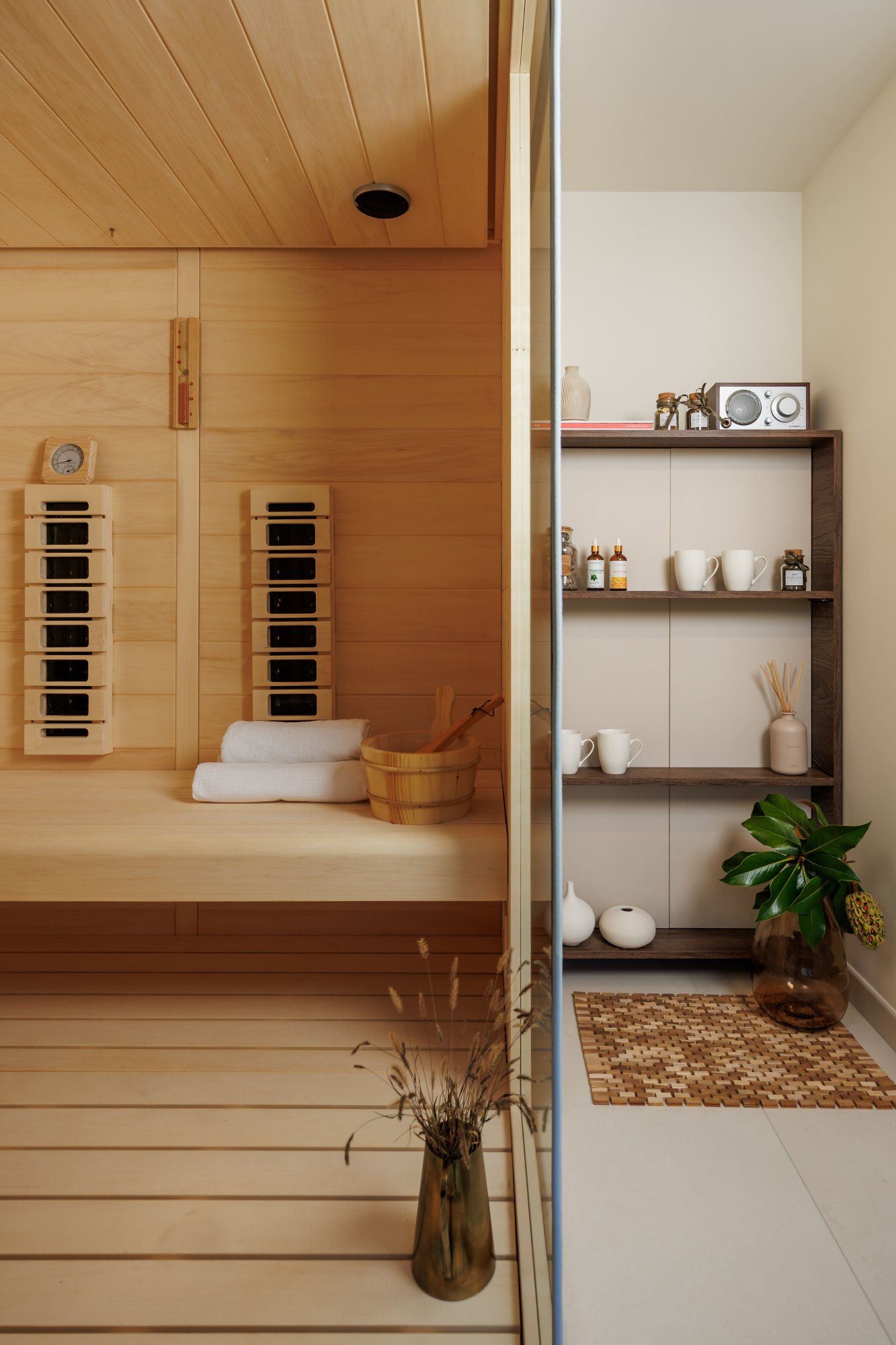 Sun loungers terrace forest views Hillside Lodge